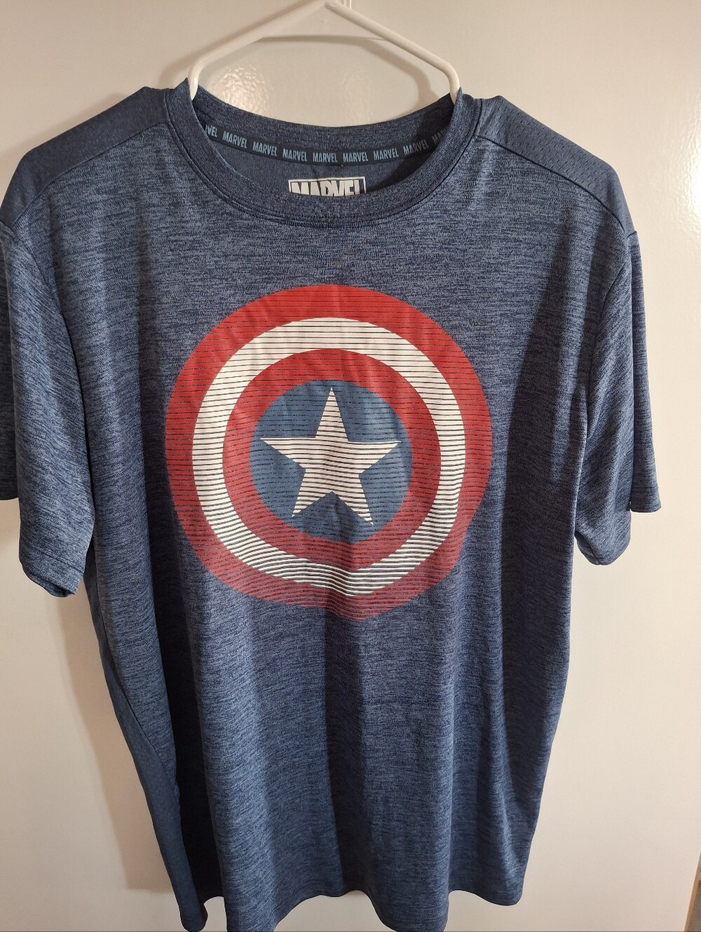 Marvel Captain America Shield Tee - Blue with Red & White Graphic